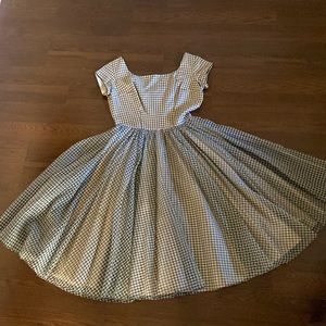 Vintage 1950s Dress - Black & White Gingham Chiffon
